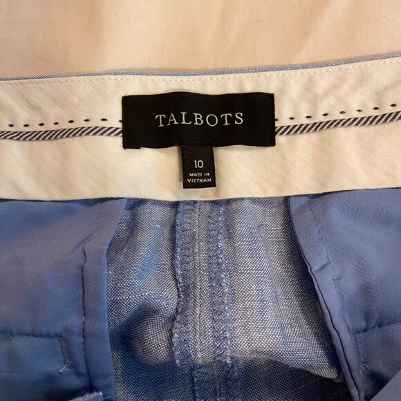 Talbots Women Blue Chambray Linen Pants Cropped Lightweight Size 10 - Picture 6 of 7